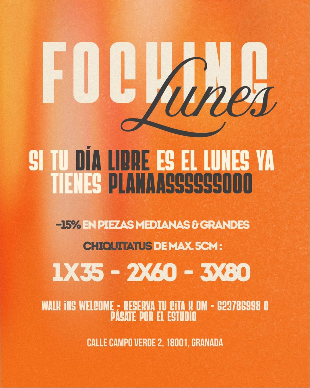 Promoción Focking Lunes en Cardo Tattoo Granada con descuentos en tatuajes